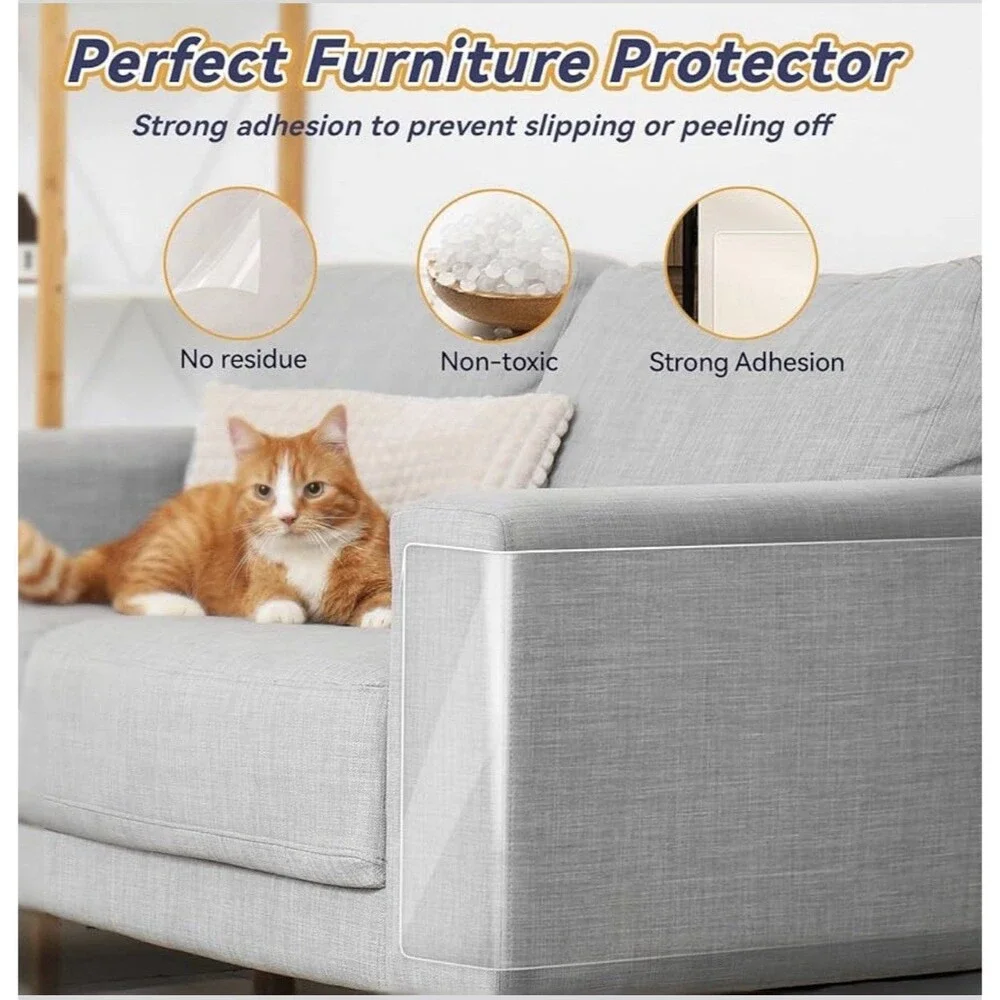 Fldofaves 12 Pack Cat Scratch Furniture Protectors, Clear, No-Pin Couch Guard, A